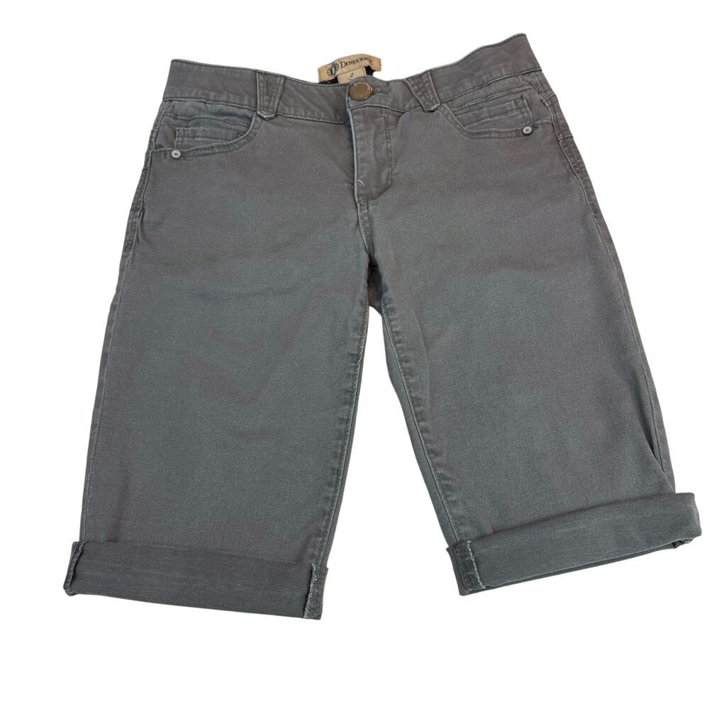 Democracy Ab Solution Dusty Olive Green Bermuda Shorts Jeans fit roll cuffs